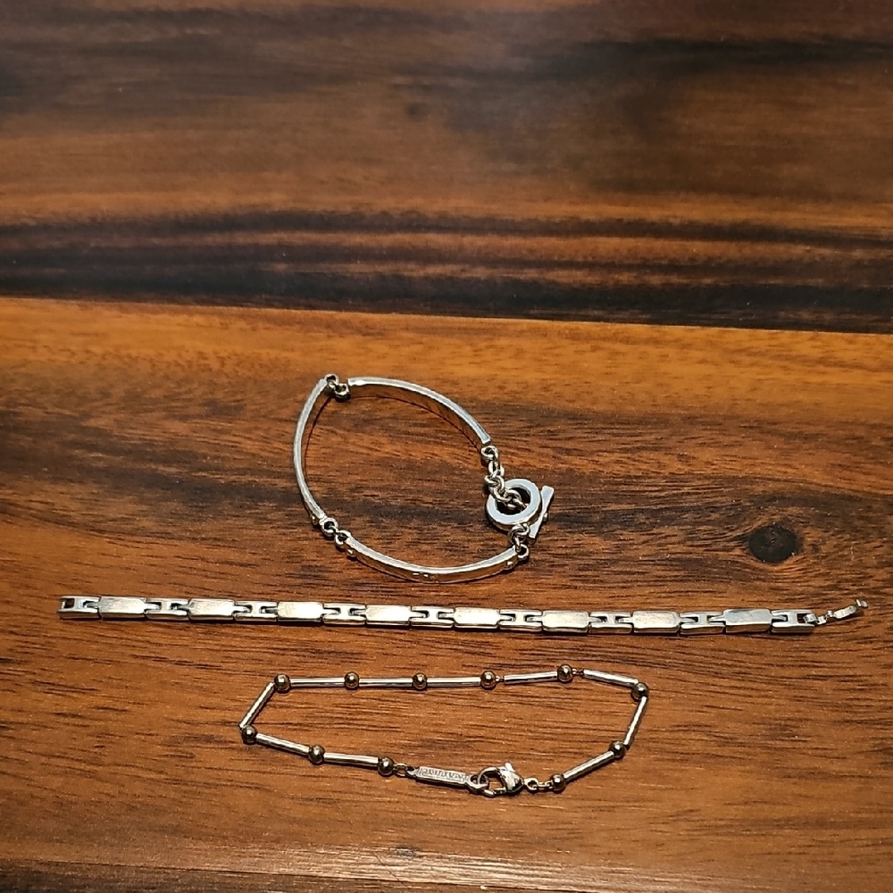 Silver Chain Bracelet Set